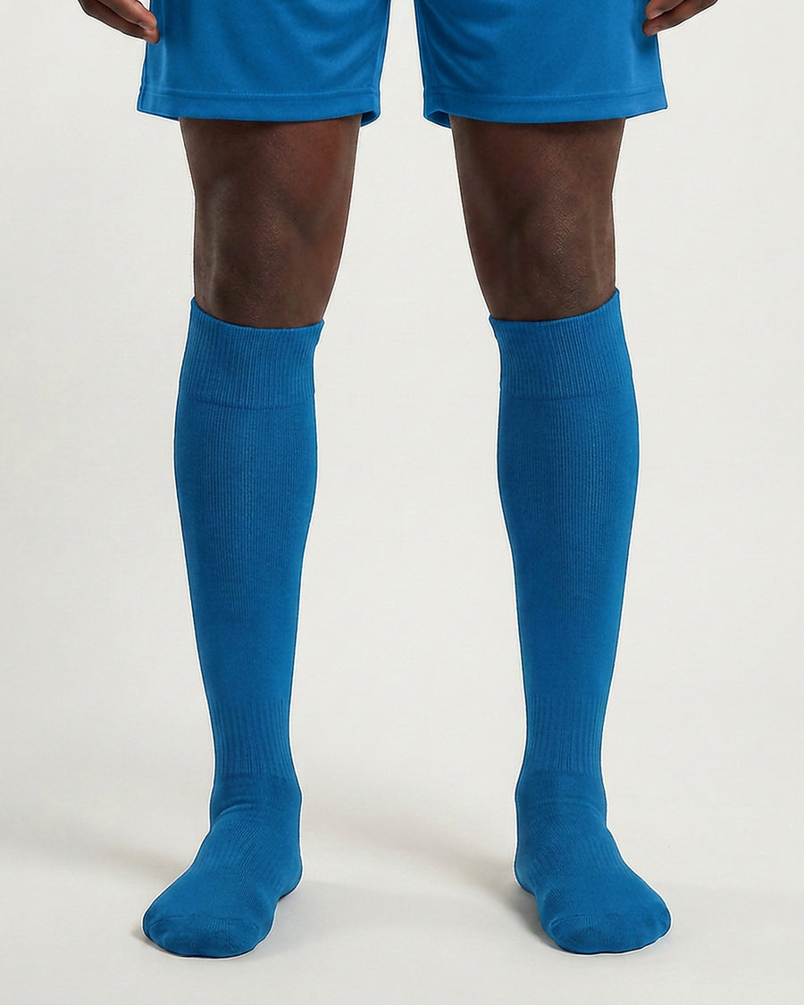 Farrellys World knee-length football socks with matching shorts - Cyan