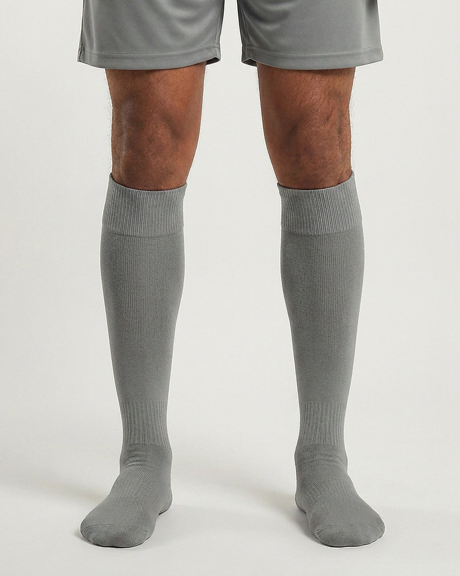 Farrellys World knee-length football socks with matching shorts - Silver Grey