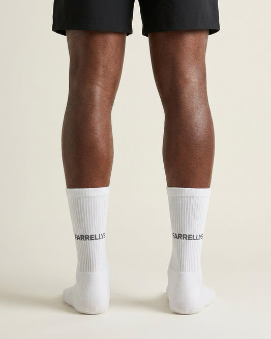 Farrellys grip socks worn, back view