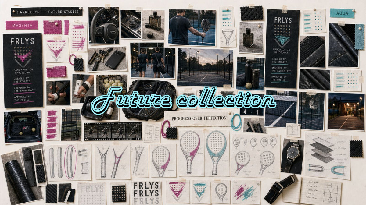 Farrellys Future Collection moodboard — Future Studies in magenta and aqua.