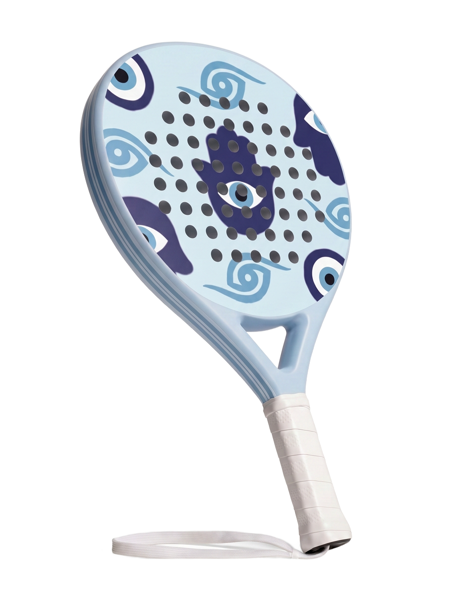 Mykonos padel racket, back, on white