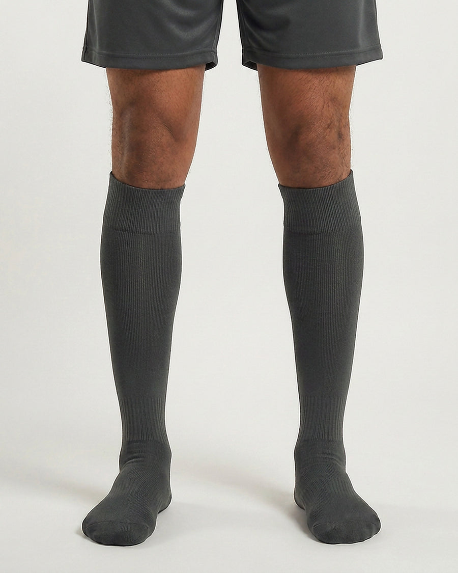 Farrellys World knee-length football socks with matching shorts - Dark Grey