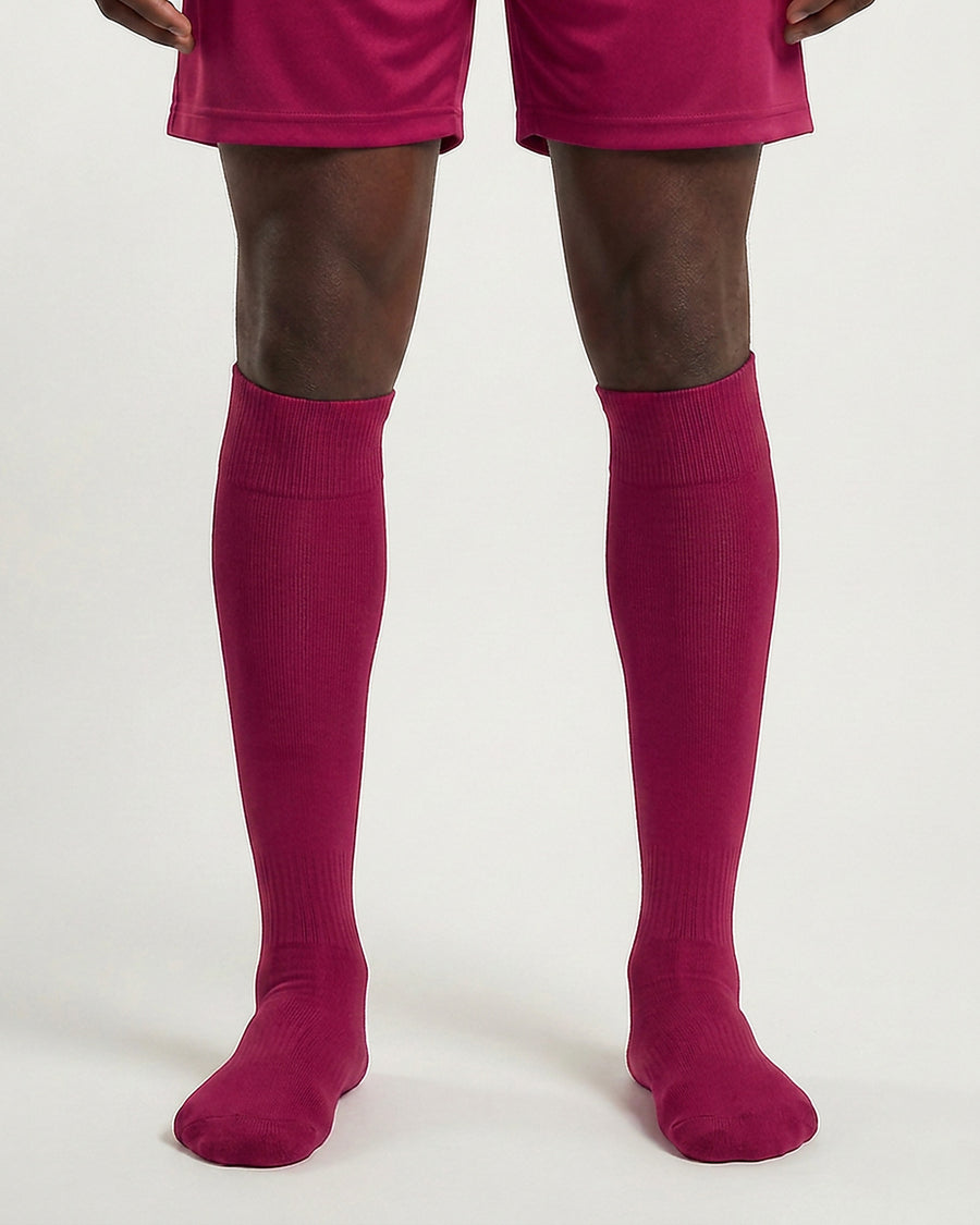 Farrellys World knee-length football socks with matching shorts - Dark Pink