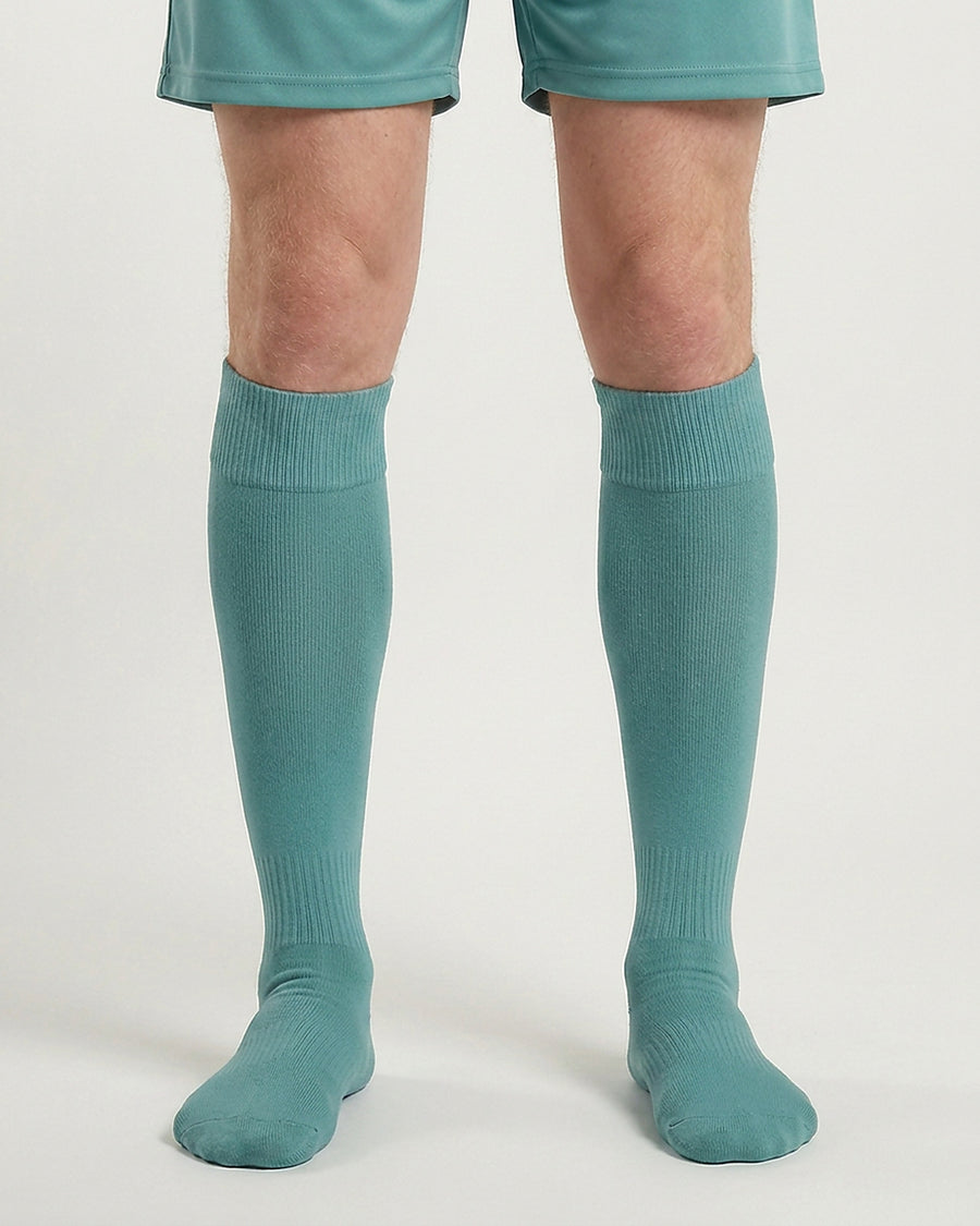 Farrellys World knee-length football socks with matching shorts - Teal