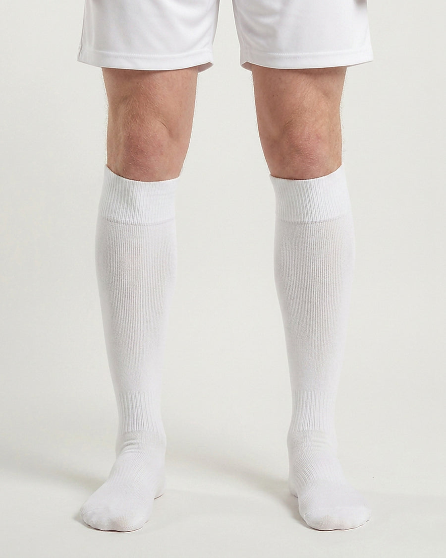 Farrellys World knee-length football socks with matching shorts - White